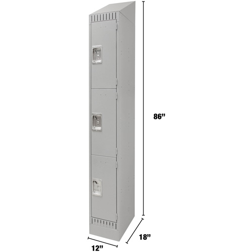 Casiers, 3 niveaux, 12" x 18" x 86", Acier, Gris, D&eacute;mont&eacute; Stor-it Systems