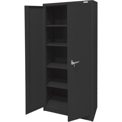 Armoire d'entreposage, Acier, 4 Tablettes, 66" h x 30" la x 15" P, Noir Stor-it Systems