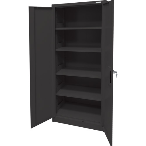 Armoire d'entreposage, Acier, 4 Tablettes, 66" h x 30" la x 15" P, Noir Stor-it Systems