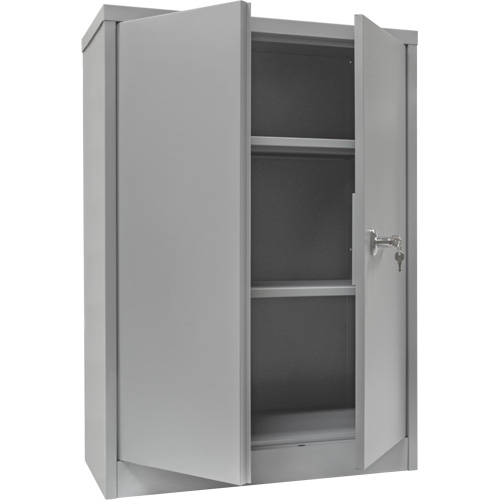 Counter-High Storage Cabinet, Steel, 2 Shelves, 42" H x 30" W x 15" D, Grey Stor-it Systems