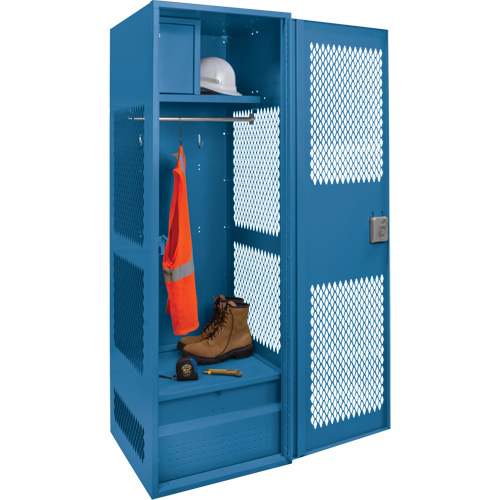 Gear Locker with Door, Steel, 24" W x 18" D x 72" H, Dark Blue Stor-it Systems