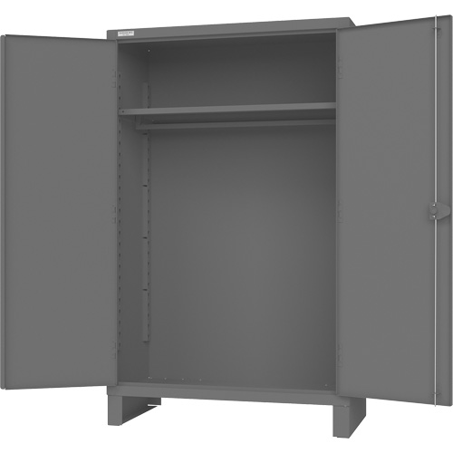 Cabinet with Hanging Bar & Standard Recessed Doors, Steel, 78" H x 48" W x 24" D, Grey Stor-it Systems
