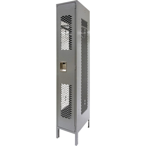 Vented Lockers, 12" x 18" x 78", Steel, Grey, Knocked Down, Perforated Stor-it Systems