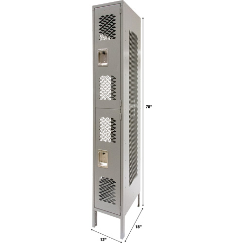 Casiers ventil&eacute;s, 2 niveaux, 12" x 18" x 78", Acier, Gris, D&eacute;mont&eacute;, Perfor&eacute; Stor-it Systems