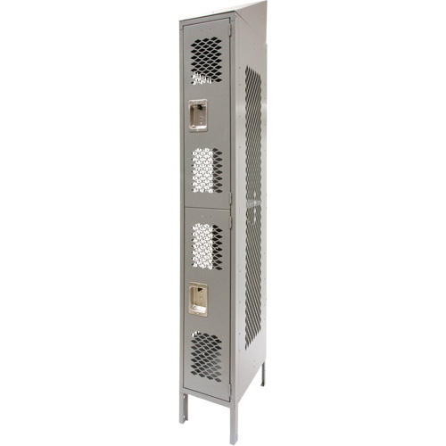 Casiers ventil&eacute;s, 2 niveaux, 12" x 18" x 88", Acier, Gris, D&eacute;mont&eacute;, Perfor&eacute; Stor-it Systems
