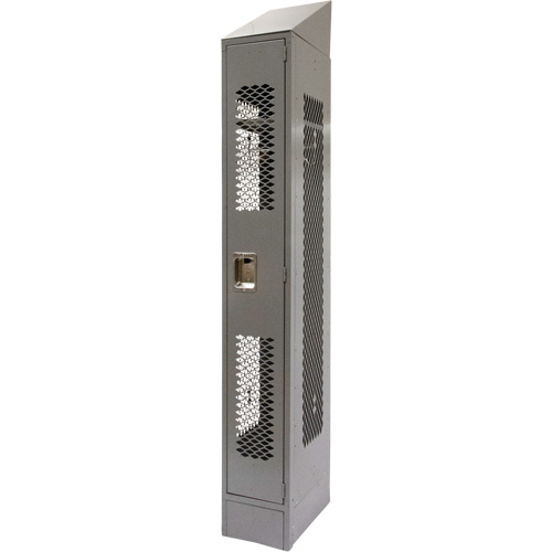 Vented Lockers, 12" x 18" x 88", Steel, Grey, Knocked Down, Perforated Stor-it Systems