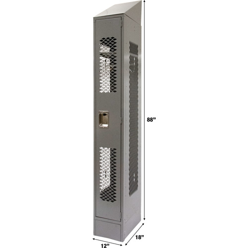 Vented Lockers, 12" x 18" x 88", Steel, Grey, Knocked Down, Perforated Stor-it Systems