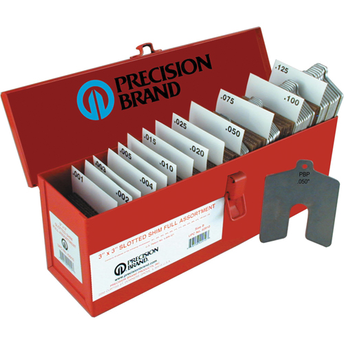 Assortiments de cales d'&eacute;paisseur &agrave; rainure, 3" lo x &eacute;paisseur 0,001"- 0,125", 3" la, Acier inoxydable Stor-it Systems
