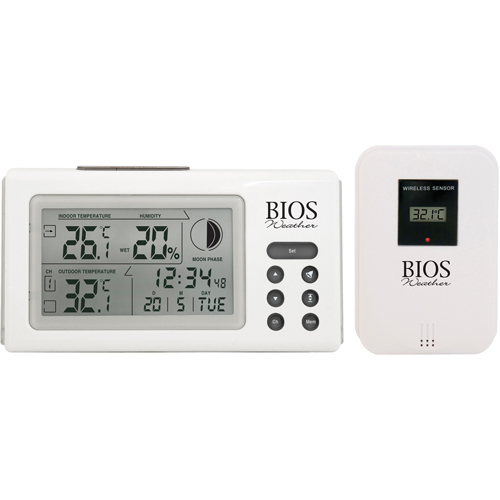 Thermom&egrave;tres int&eacute;rieurs/ext&eacute;rieurs avec horloge, Contact, Num&eacute;rique, 32 &agrave; 122°F (0 to 50°C) Stor-it Systems