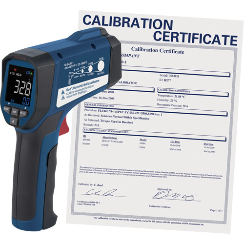 Professional Infrared Thermometer with Calibration Certificate, -26 - 1472° F ( -32 - 800° C ), 30:1, Adjustable Emmissivity Stor-it Systems