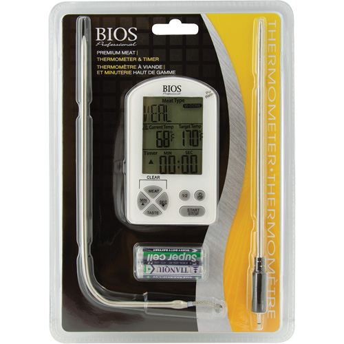 Premium Meat Thermometer & Timer, Contact, Digital, -4-122°F (-20-50°C) Stor-it Systems