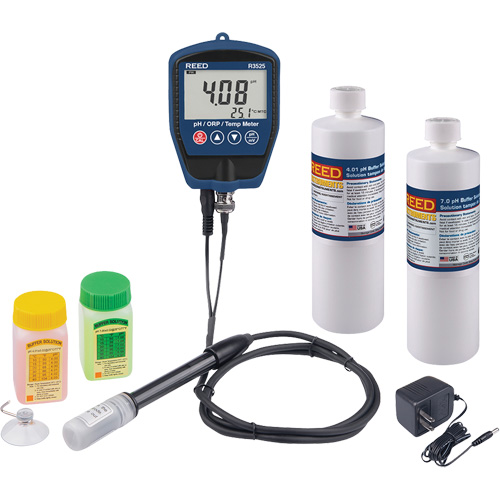 Trousse pH/mV-m&egrave;tre avec solution tampon et adaptateur d'alimentation Stor-it Systems