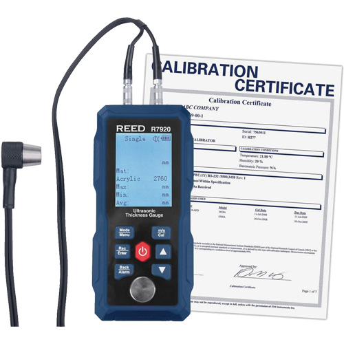 Thickness Gauge with Calibration Certificate, Digital Display, Ultrasound, 0.04" - 11.8" (1 mm - 300 mm) Range Stor-it Systems