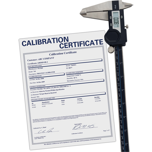 Pied &agrave; coulisse num&eacute;rique avec certificat de traçabilit&eacute;, R&eacute;solution de 0,0005" (0,01 mm), 0" - 12" (0 mm - 300 mm) gamme de mesure Stor-it Systems