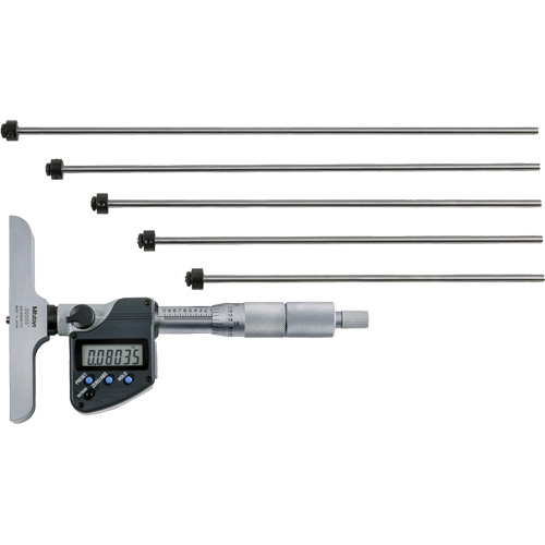 Microm&egrave;tre de profondeur num&eacute;rique avec tiges interchangeables, 0" - 12" (0 mm - 304.8 mm) gamme de mesure, R&eacute;solution de 0,00005" (0,001 mm) Stor-it Systems