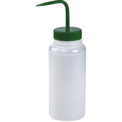 Wide-Mouth Polyethylene Wash Bottle with Green Polypropylene Cap Stor-it Systems
