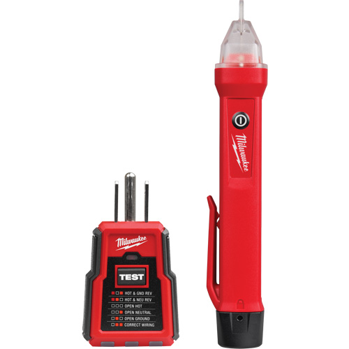 Voltage Detector & GFCI Receptacle Tester Kit, 50 V - 1000 V, Display & Sound Alert Stor-it Systems