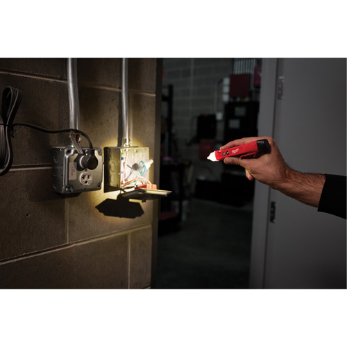 D&eacute;tecteur de tension avec DEL et testeur de prise DDFT, 50 V - 1000 V, Alerte Affichage & son Stor-it Systems
