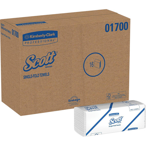 Essuie-mains Scott &agrave; pli simple, 1 pli, 10-1/2" lo x 9-3/10" la, 250 /pqt Stor-it Systems