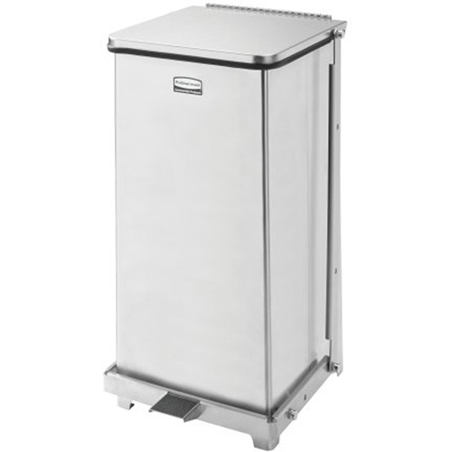 Corbeille &agrave; p&eacute;dale carr&eacute;e avec doublure Defenders, Acier inoxydable, Capacit&eacute; 6,5 gal. US Stor-it Systems