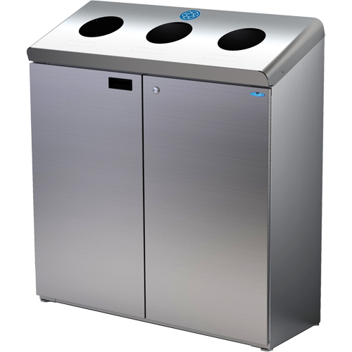 Floor Standing Recycling Station, Bulk, Stainless Steel, 42 gal. Stor-it Systems