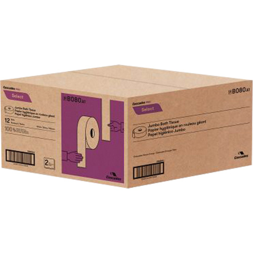 Papier hygi&eacute;nique Pro Select, Rouleau G&eacute;ant, 2 Pli, Longueur 500', Blanc Stor-it Systems