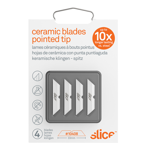 Slice Pointed-Tip Ceramic Box Cutter Blades, Single Style Stor-it Systems