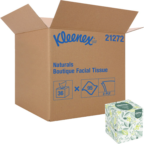 Papiers-mouchoirs Naturals Boutique* de Kleenex, 2 pli, 7,8" lo x 8,3" la, 95 feuilles/boîte Stor-it Systems