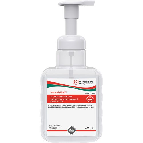 InstantFoam&reg; Hand Sanitizer, 400 ml, Pump Bottle, 70% Alcohol Stor-it Systems