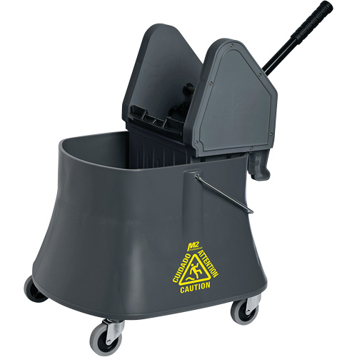 Ensemble de seau pour vadrouille et essoreuse Champ, Pression vers le bas, 10 gal. US (40 pintes), Gris Stor-it Systems