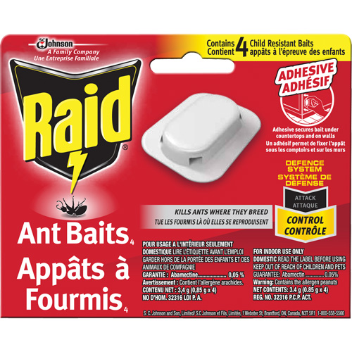 Raid&reg; Ant Bait Traps, 5" L x 6" W x 1" H Stor-it Systems