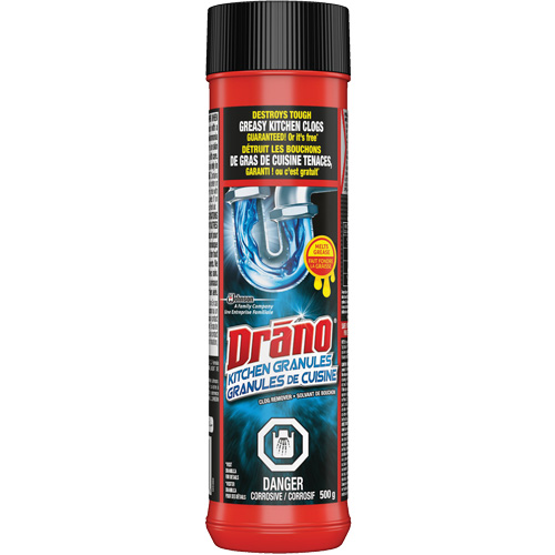 Granules nettoyantes pour drain d&eacute;vier de cuisine de Drano Stor-it Systems