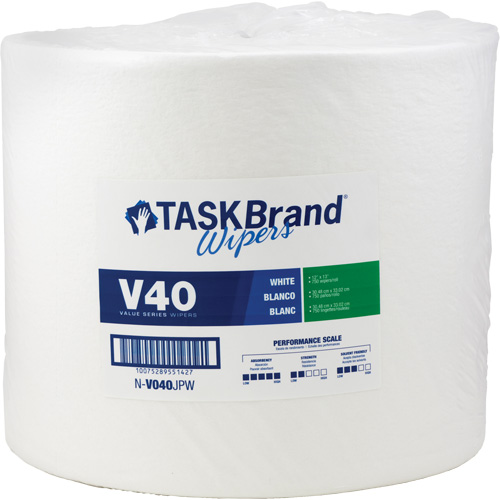 TaskBrand&reg; V40 Value Series Wipers, All-Purpose, 13" L x 12" W Stor-it Systems