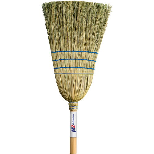 Heavy-Duty Corn Broom, 3-String, Wood Handle Stor-it Systems