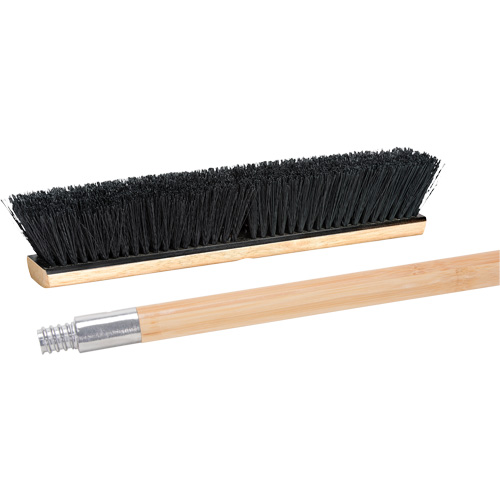 Balai-brosse avec manche &agrave; filetage m&eacute;tallique, 24", Moyen, Soies Tampico Stor-it Systems