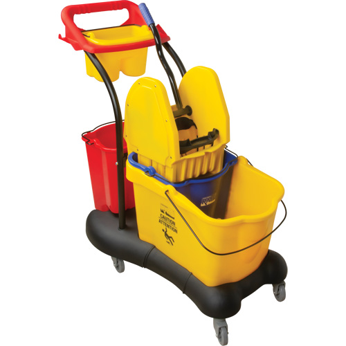 Chariot &agrave; vadrouille multifonction, Pression vers le bas, 9,5 gal. US (38 pintes), Jaune Stor-it Systems