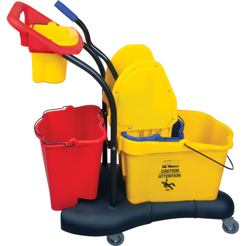 Chariot &agrave; vadrouille multifonction, Pression vers le bas, 9,5 gal. US (38 pintes), Jaune Stor-it Systems