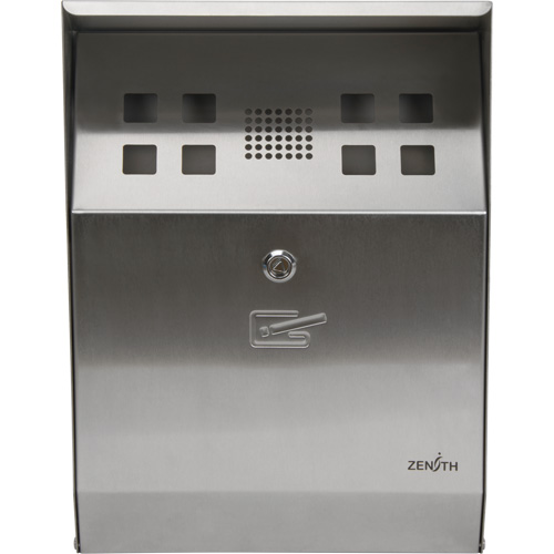 Smoking Receptacle, Wall-Mount, Stainless Steel, 1.6 Litres Capacity, 13-4/5" Height Stor-it Systems