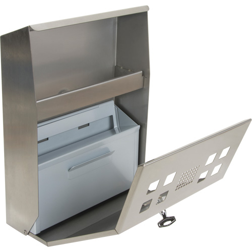 Smoking Receptacle, Wall-Mount, Stainless Steel, 1.6 Litres Capacity, 13-4/5" Height Stor-it Systems