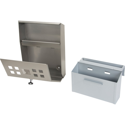 Smoking Receptacle, Wall-Mount, Stainless Steel, 1.6 Litres Capacity, 13-4/5" Height Stor-it Systems