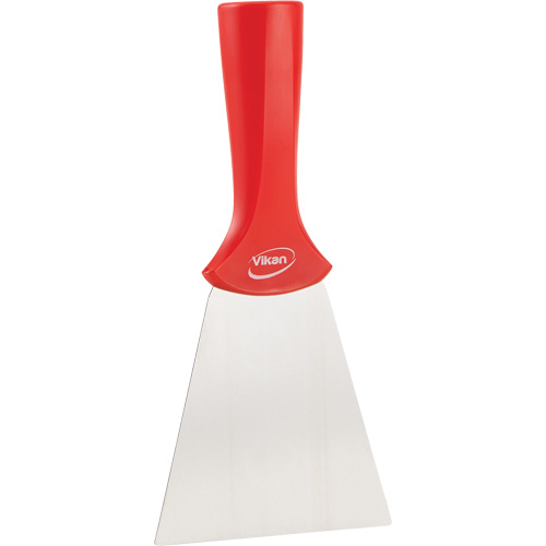 Grattoir en acier inoxydable avec poign&eacute;e montable sur manche, Rouge, 4" la x 8" lo Stor-it Systems