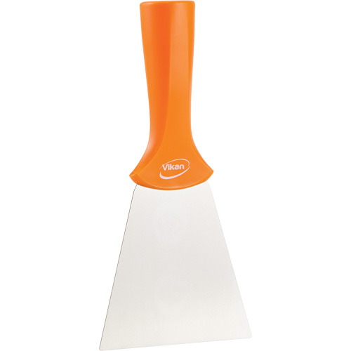 Grattoir en acier inoxydable avec poign&eacute;e montable sur manche, Orange, 4" la x 8" lo Stor-it Systems