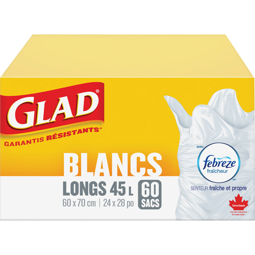 Tall 45L Febreze Garbage Bags, Regular, 24" W x 28" L, White Stor-it Systems
