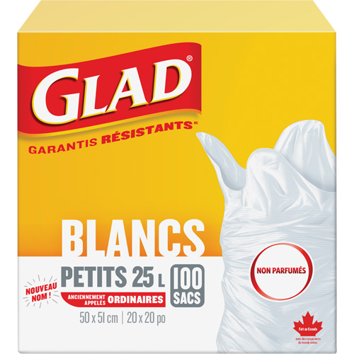 Small 25L Unscented Garbage Bags, Regular, 20" W x 20" L, White Stor-it Systems