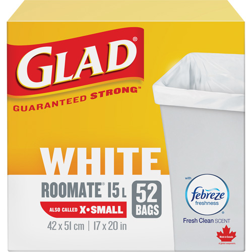 X-Small 15L Roommate Febreze Garbage Bags, Regular, 17" W x 20" L, White Stor-it Systems