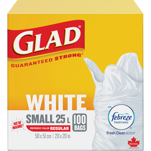 Small 25L Febreze Garbage Bags, Regular, 20" W x 20" L, White Stor-it Systems