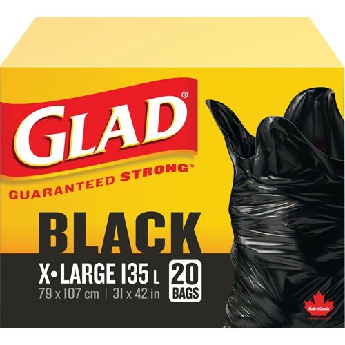 135L Garbage Bags, Regular, 31" W x 42" L, Black Stor-it Systems