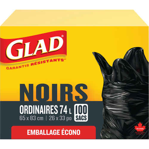 Sacs &agrave; ordures 74 L, R&eacute;gulier, 26" la x 33" lo, Noir Stor-it Systems