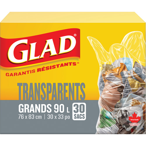 90L Garbage Bags, Regular, 30" W x 33" L, Clear Stor-it Systems