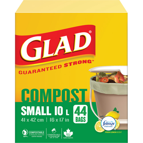 Small Compostable Bags, Regular, 17" L x 16" W, Brown, 10 L (3 Gal.) Capacity Stor-it Systems